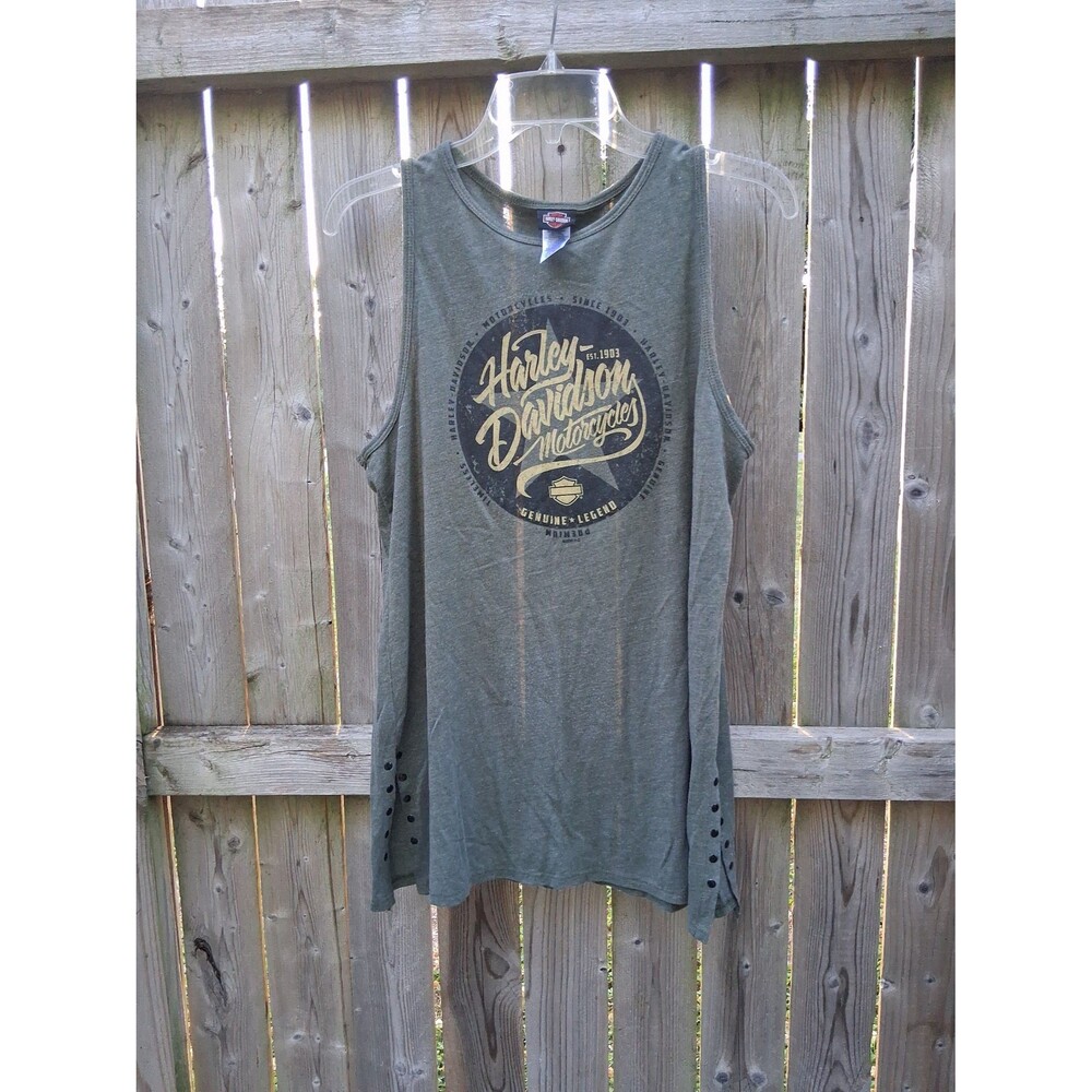 082 Harley Davidson Tallassee TN 2020 XL Green Tank Top Graphic Women's - Picture 2 of 9